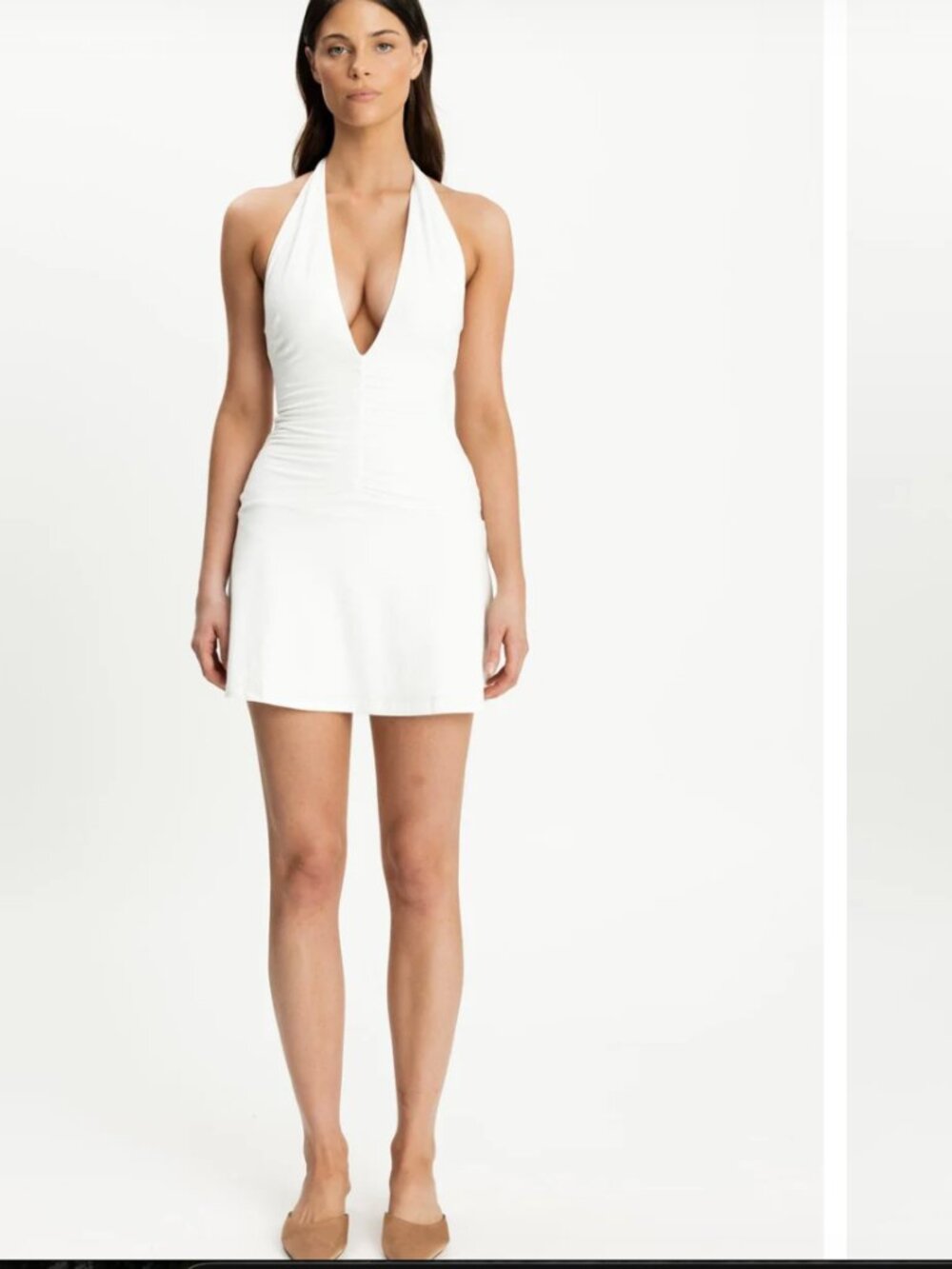 Araminta Mini Dress (White) - Charcoal